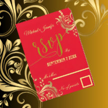 Elegante Rot und Gold maßgeschneiderte Hochzeit