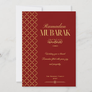 Elegante Rot- und Gold-Ramadan-Mubarak-Karte Perso Einladung