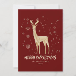 Elegante Rot und Gold Rentier Frohe Weihnachten