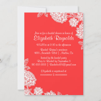 Elegante Rot-Weiß-Bridal-Dusche Einladungen