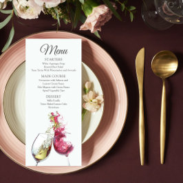 Elegante Rot-Weiß-Tanz Hochzeit Menükarte