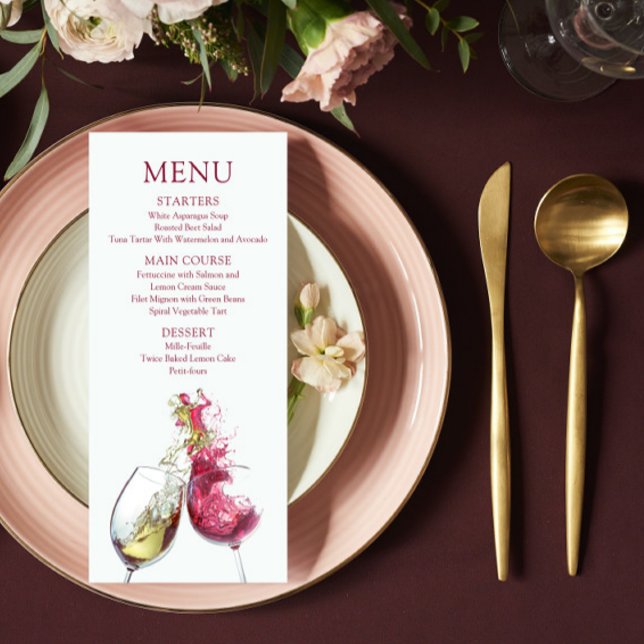 Elegante Rot-Weiß-Tanz Hochzeit Menükarte (Von Creator hochgeladen)