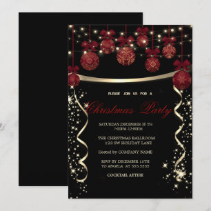 Elegante Rote Balls, Confetti Company Weihnachts-P Einladung
