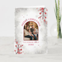 Elegante rote Beeren Familienfoto Weihnachten