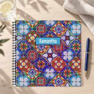 Elegante rote blaue Talavera-Fliese mexikanische K Notizbuch
