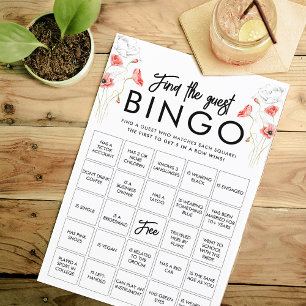 Elegante Rote Blume Anpassbare Bingo Game Card