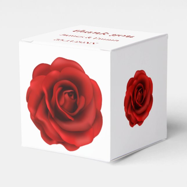 Elegante Rote Blume Hochzeit Geschenkschachtel (Vorderseite)