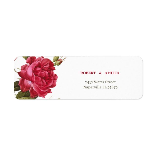 Elegante Rote Blume Personalisierte Rücksendeadres (Vorne)