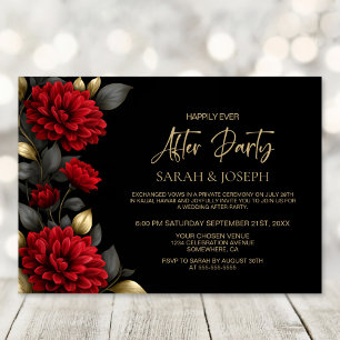 Elegante rote Blumentafel schwarze Hochzeits- Afte Einladung