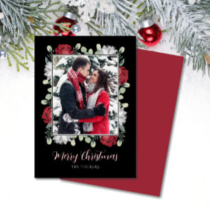 Elegante Rote Blüte am Schwarzen Foto Weihnachten