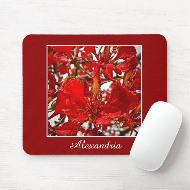 Elegante Rote Blüte Elegante Blume Persönlich gest Mousepad (Mit Mouse)