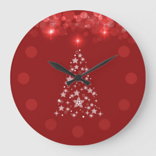 Elegante rote Bokeh Weihnachtsbaum-Wanduhr Große Wanduhr