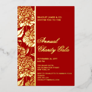 Elegante rote botanische Charity-Event-Gala-Party Folieneinladung