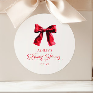 Elegante Rote Coquette-Schleife Junggesellinnen-Ab Runder Aufkleber