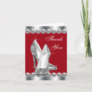 Elegante rote Dankeskarten im High Heel Schuh Desi Dankeskarte