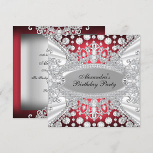 Elegante rote Diamant-Juwelen-Geburtstagsfeier-Ein Einladung