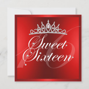 Elegante rote Diamant-Tiara-Geburtstagseinladung Einladung
