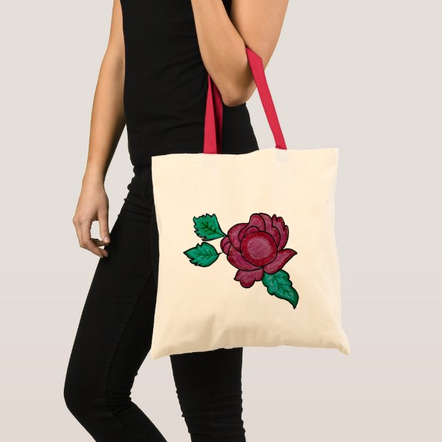 Elegante rote florale Rosentasche Tragetasche (Vorderseite (Produkt))