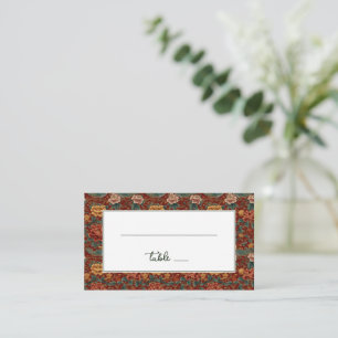 Elegante rote florale Vintage-Vögel Platzkarte
