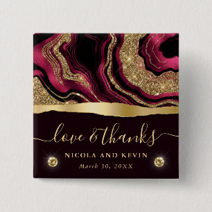 Elegante rote Folie und goldener Glitter-Achat-Hoc Button