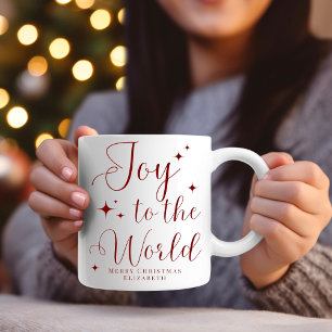 Elegante rote Freude auf die Welt Frohe Weihnachte Tasse