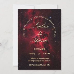 Elegante rote Galaxie Hochzeits-Einladung Save The Date