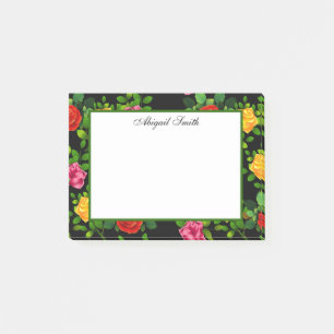 Elegante rote gelbe rosa und violette Rosenblume Post-it Klebezettel