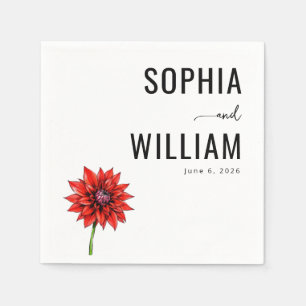 Elegante rote Gerbera-Blume Serviette