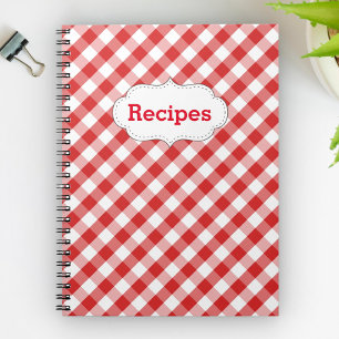 Elegante rote Gingham-Muster-Rezepte Notizblock