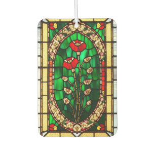 Elegante rote Glasblumen Autolufterfrischer