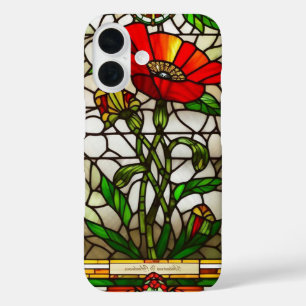 Elegante rote Glasblumen iPhone 16 Hülle