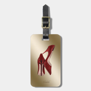 Elegante rote Glitter-Hochhackige - Personalisiert Gepäckanhänger