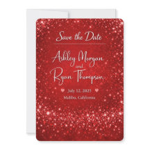 Elegante rote Glitter-Save-the-Date-Karte