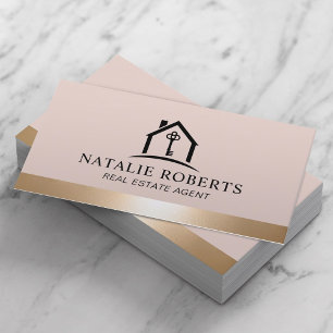 Elegante Röte & Gold Haus Logo Immobilienmakler Visitenkarte