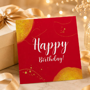 Elegante rote & goldene Happy-Birthday-Grußkarte