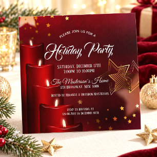 Elegante rote Goldkerzenlicht-Feierparty Einladung