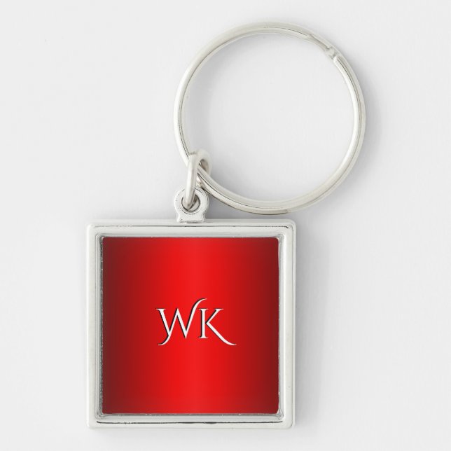 Elegante Rote Gradient Persönliche Initialen Schlüsselanhänger (Vorne)