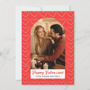 Elegante rote Herzen Frohen Valentinstag 1 Foto Feiertagskarte