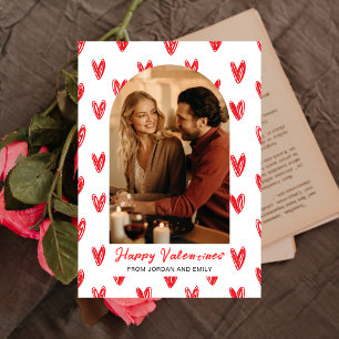 Elegante rote Herzen Frohen Valentinstag 1 Foto Feiertagskarte