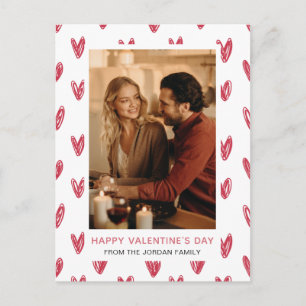 Elegante rote Herzen Frohen Valentinstag 1 Foto Feiertagspostkarte