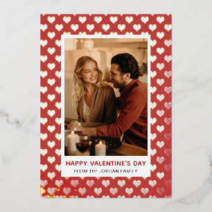 Elegante rote Herzen Frohen Valentinstag 1 Foto Folien Feiertagskarte
