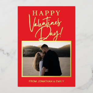 Elegante rote Herzen Frohen Valentinstag 1 Foto Folien Feiertagskarte