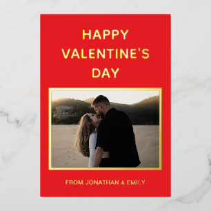 Elegante rote Herzen Frohen Valentinstag 1 Foto Folien Feiertagskarte