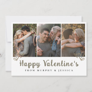 Elegante rote Herzen Frohen Valentinstag 3 Foto Feiertagskarte