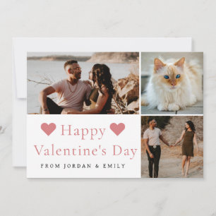 Elegante rote Herzen Frohen Valentinstag 3 Foto Feiertagskarte