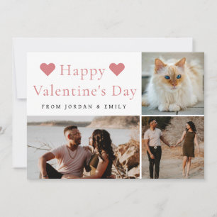 Elegante rote Herzen Frohen Valentinstag 3 Foto Feiertagskarte