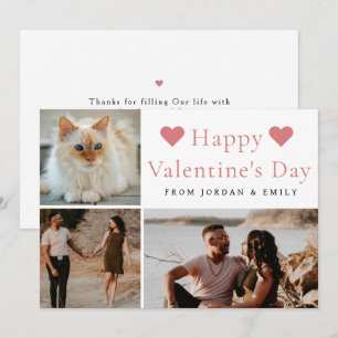 Elegante rote Herzen Frohen Valentinstag 3 Foto Feiertagskarte