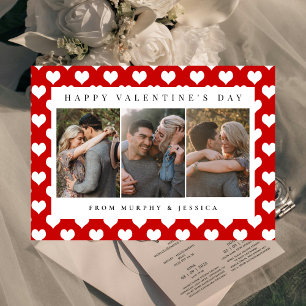 Elegante rote Herzen Frohen Valentinstag 3 Foto Feiertagskarte