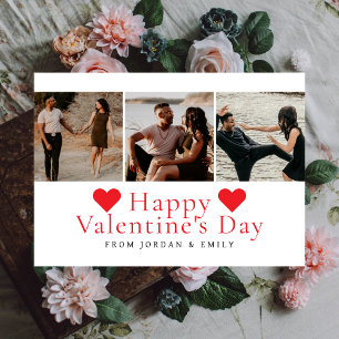 Elegante rote Herzen Frohen Valentinstag 3 Foto Feiertagskarte