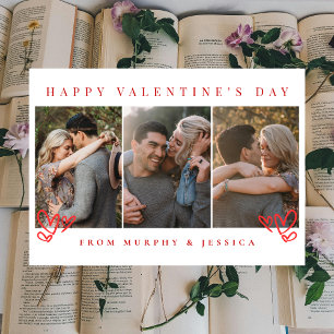 Elegante rote Herzen Frohen Valentinstag 3 Foto Feiertagskarte